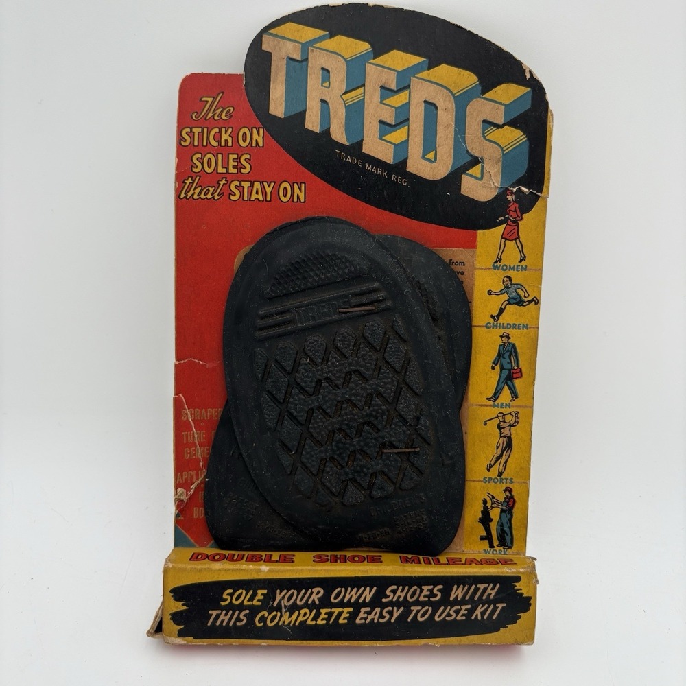 VTG 1944 TREDS Stick-On Shoe Soles‎ Kit ARCO Auburn Rubber Corp Original Package